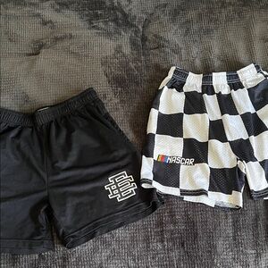 Eric Emanuel Black & Black/White Checkered Mesh Shorts Duo